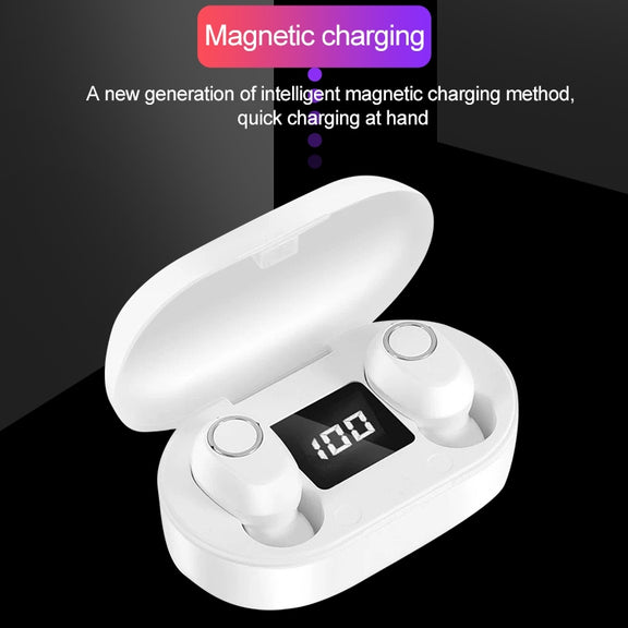 DT-13 Wireless Two Ear Bluetooth Headset Supports Touch & Smart Magnetic Charging(White)
