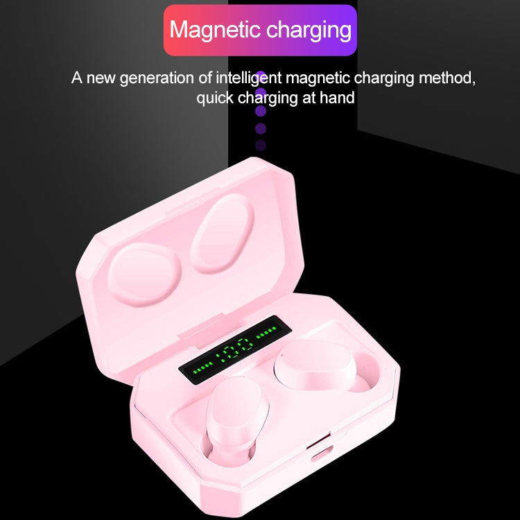 DT-14 Wireless Two Ear Bluetooth Headset Supports Touch & Smart Magnetic Charging & Power On Automatic Pairing(Pink)