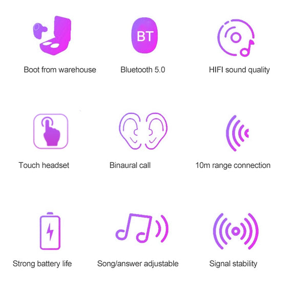 DT-14 Wireless Two Ear Bluetooth Headset Supports Touch & Smart Magnetic Charging & Power On Automatic Pairing(White)