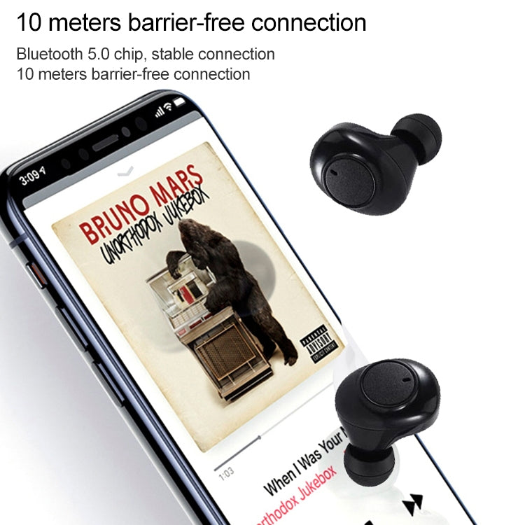 DT-15 Wireless Two Ear Bluetooth Headset Supports Touch & Smart Magnetic Charging & Power On Automatic Pairing (Black)