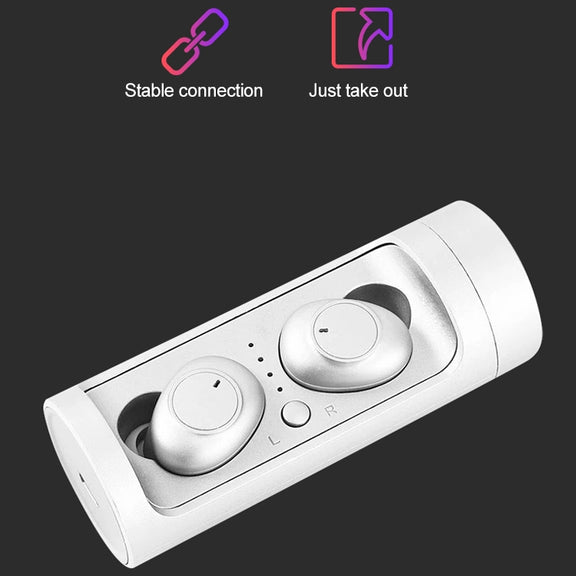 DT-15 Wireless Two Ear Bluetooth Headset Supports Touch & Smart Magnetic Charging & Power On Automatic Pairing (White)