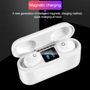 Dt-18 Wireless Two Ear Bluetooth Headset With 2000mAh Charging Cabin & Touch & Intelligent Magnetic Suction Charging (Black)