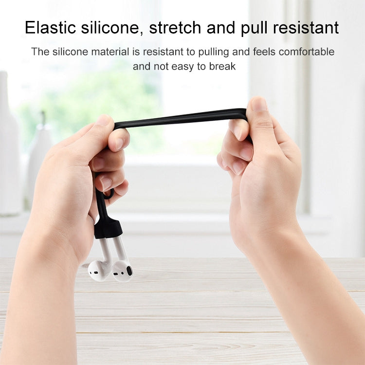 Wireless Bluetooth Headset Anti-lost Rope Magnetic Silicone Lanyard for Apple AirPods 1 / 2(Rose Red)