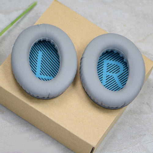 1 Pair Soft Earmuff Headphone Jacket with LR Cotton for BOSE QC2 / QC15 / AE2 / QC25 / QC35(Grey+Blue)