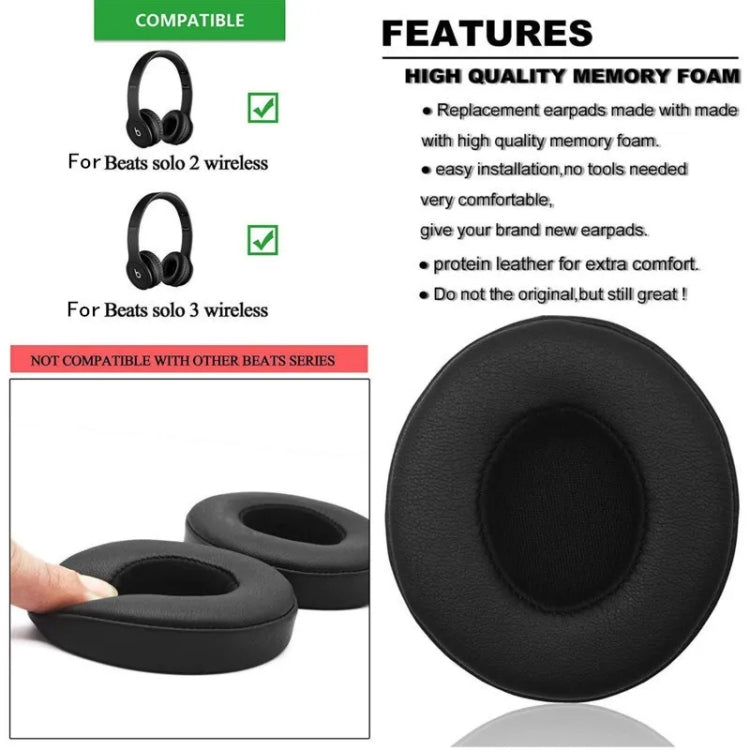 1 Pair Soft Sponge Earmuff Headphone Jacket for Beats Solo 2.0 / 3.0, Bluetooth Version(Red)