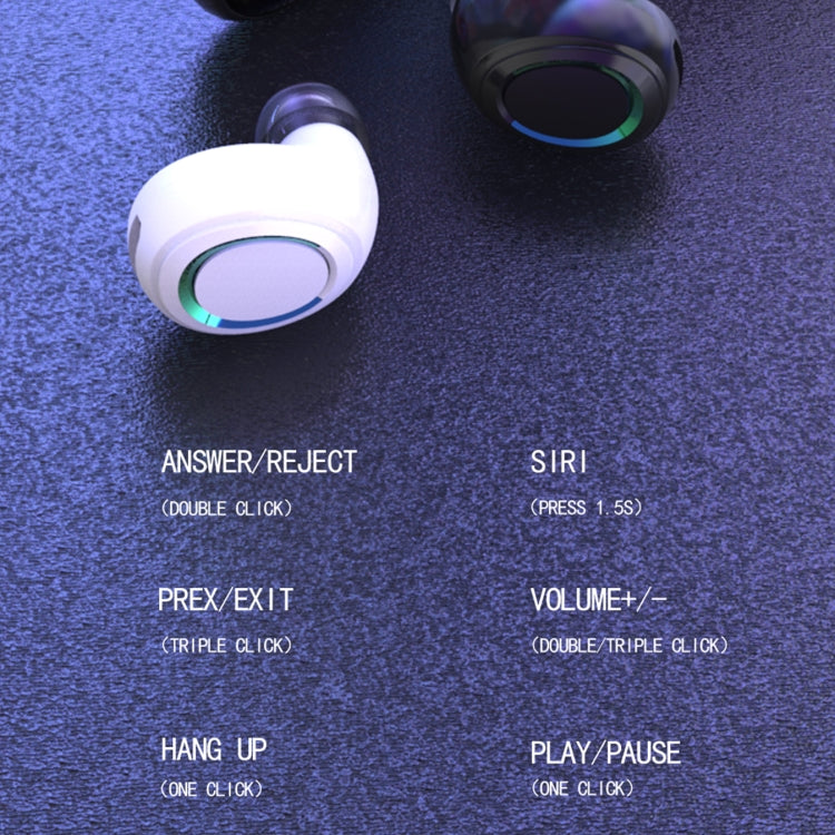 MD06 Mini In-ear TWS Wireless Touch Digital Display Bluetooth Earphone (Black)
