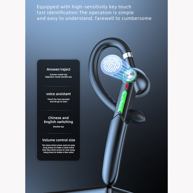 ME-100 TWS Business Rotating Universal True Stereo 5.0 Version Hanging Ear In-Ear Bluetooth Headset(Black+green)