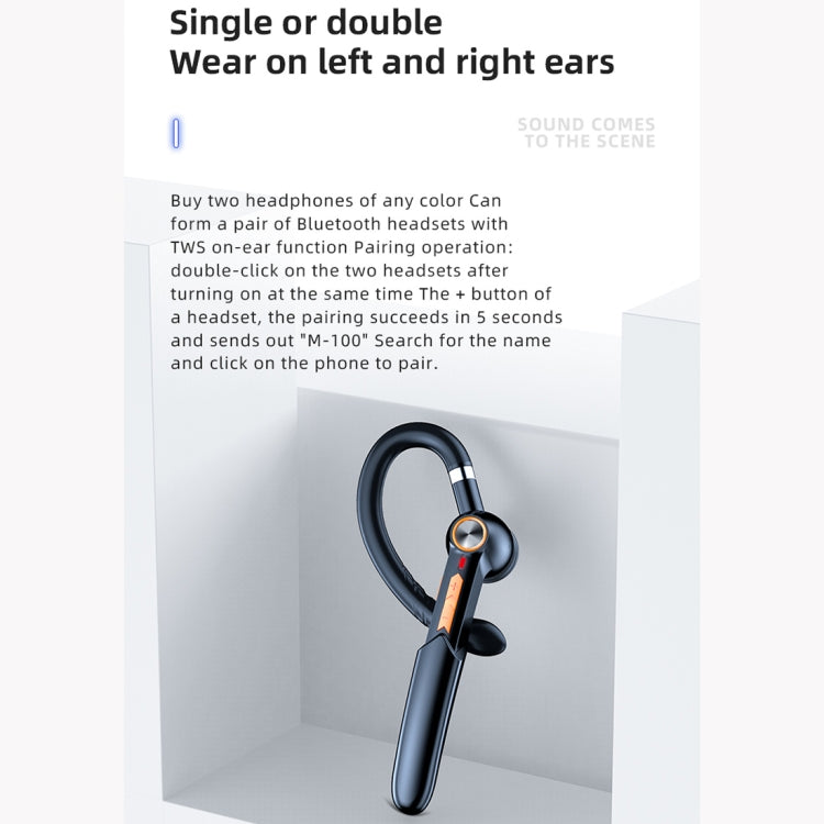 ME-100 TWS Business Rotating Universal True Stereo 5.0 Version Hanging Ear In-Ear Bluetooth Headset(Red + Black)