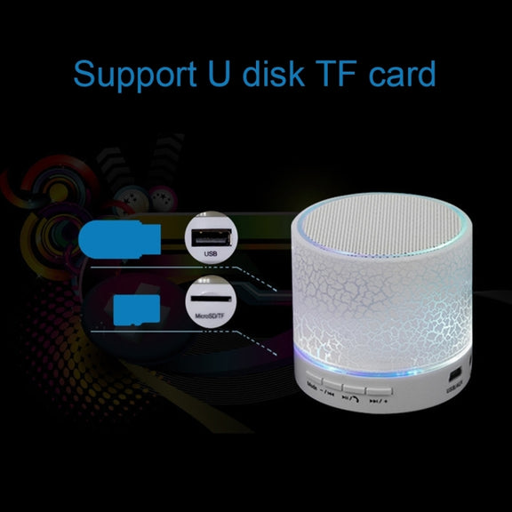 A9 Mini Portable Glare Crack Bluetooth Stereo Speaker with LED Light, Built-in MIC, Support Hands-free Calls & TF Card(Black)