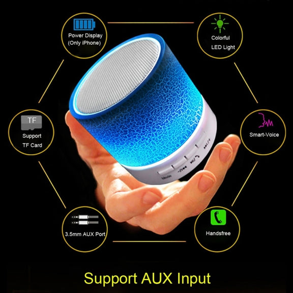 A9 Mini Portable Glare Crack Bluetooth Stereo Speaker with LED Light, Built-in MIC, Support Hands-free Calls & TF Card(Black)