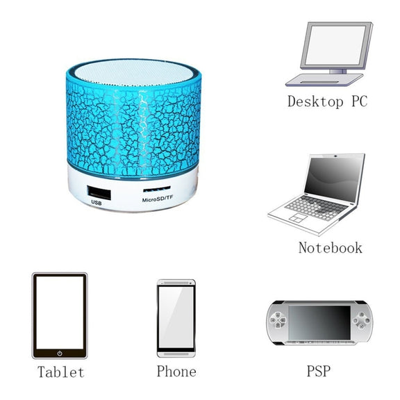 A9 Mini Portable Glare Crack Bluetooth Stereo Speaker with LED Light, Built-in MIC, Support Hands-free Calls & TF Card(Pink)