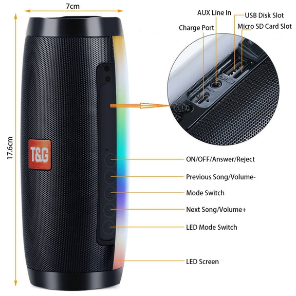 T&G TG157 Bluetooth 4.2 Mini Portable Wireless Bluetooth Speaker with Melody Colorful Lights(Green)
