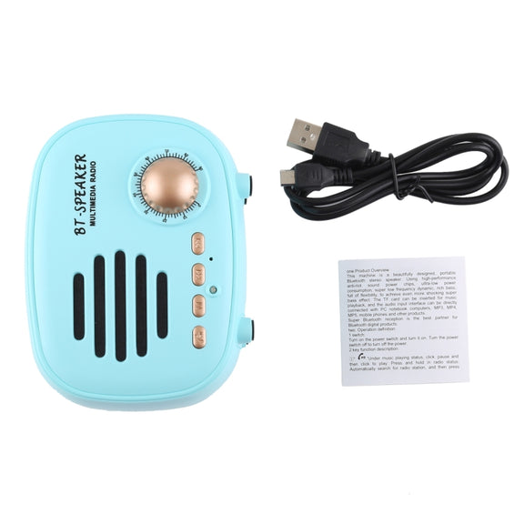 Q108 Retro Mini Wireless Bluetooth Speaker, Support Hands-free / TF Card / U disk / FM(Blue)