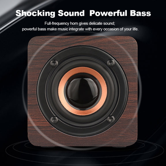 Q1 Wooden Mini Portable Mega Bass Wireless Bluetooth Speaker(Red)