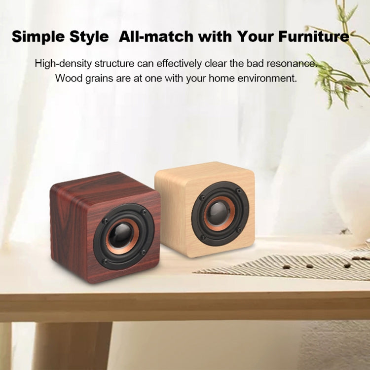 Q1 Wooden Mini Portable Mega Bass Wireless Bluetooth Speaker(Red)