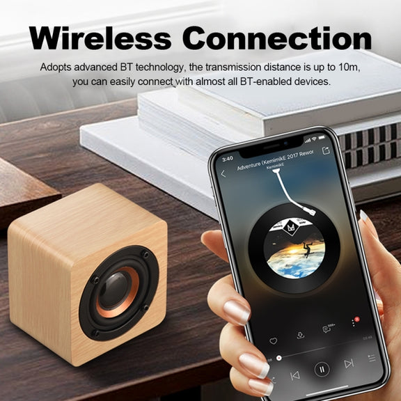 Q1 Wooden Mini Portable Mega Bass Wireless Bluetooth Speaker(Walnut wood)