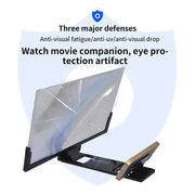 F3 14 inch Radiation Protection Universal Mobile Phone Screen Amplifier 3D HD Video Amplifier with Stand(White)