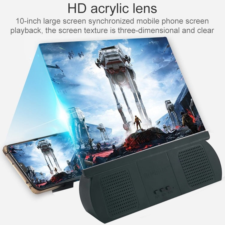 F9 10 inch Universal Chargeable Mobile Phone Screen Amplifier HD Video Amplifier with Silicone Suction Cup Stand & Bluetooth Speaker(White)