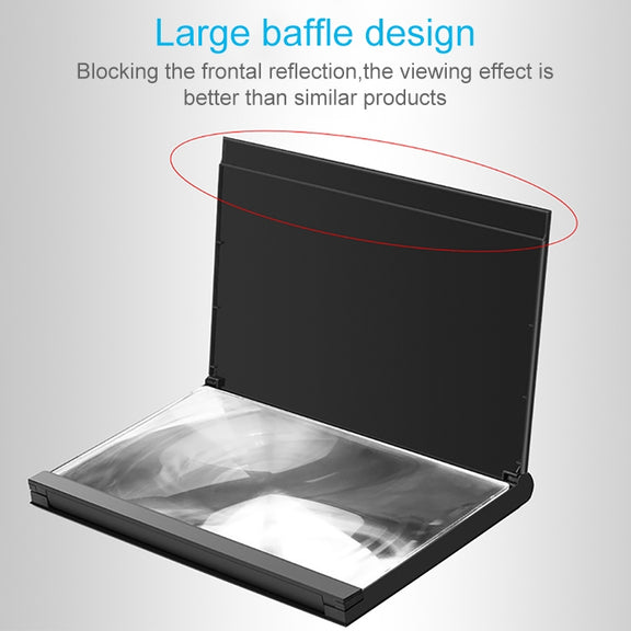 F18 12 inch Rotatable Folding Universal Mobile Phone Screen Amplifier HD Video Amplifier with Block Light Card, Book Shape Version(Black)