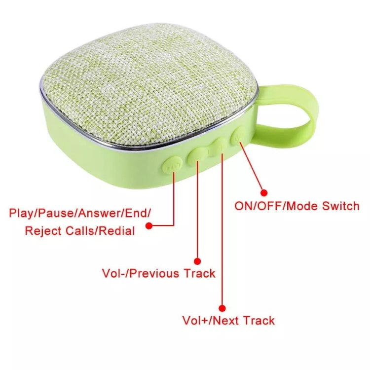 X25new Cloth Texture Square Portable Mini Bluetooth Speaker, Support Hands-free Call & TF Card & AUX(Green)
