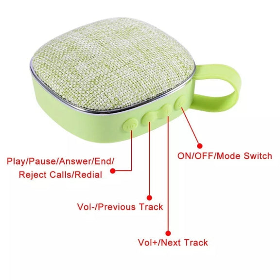 X25new Cloth Texture Square Portable Mini Bluetooth Speaker, Support Hands-free Call & TF Card & AUX(Green)