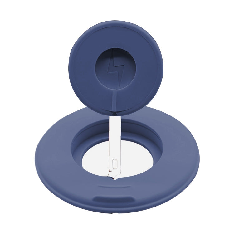 2 in 1 Silicone Desktop Wireless Charger Telescopic Stand For iPhone / Watch Wireless Charger (Gray Blue)