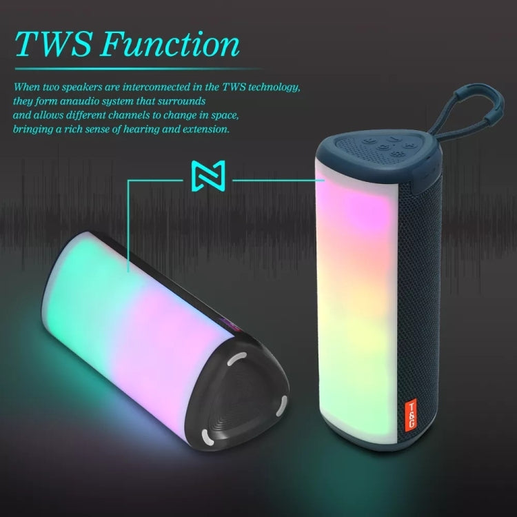T&G TG357 Portable Wireless Bluetooth Speaker Outdoor Subwoofer with RGB Colorful Light & TWS(Black)