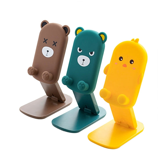 DK-XX-111 Cartoon Animal Retractable Phone Lazy Bracket Foldable Desktop Holder(Yellow)