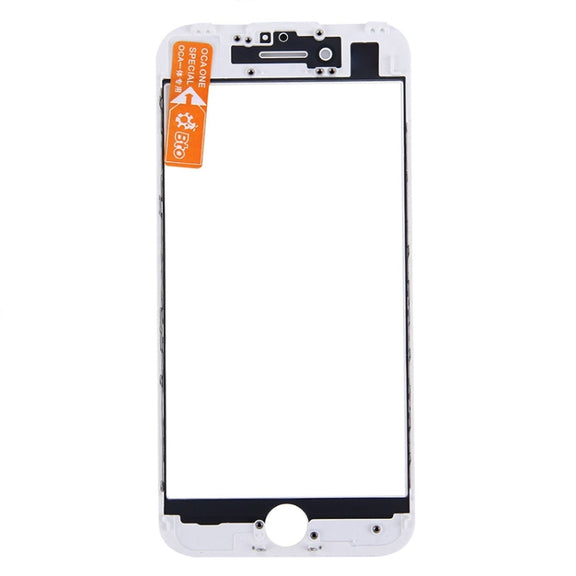 Front Screen Outer Glass Lens with Front LCD Screen Bezel Frame & OCA Optically Clear Adhesive for iPhone 7(White)