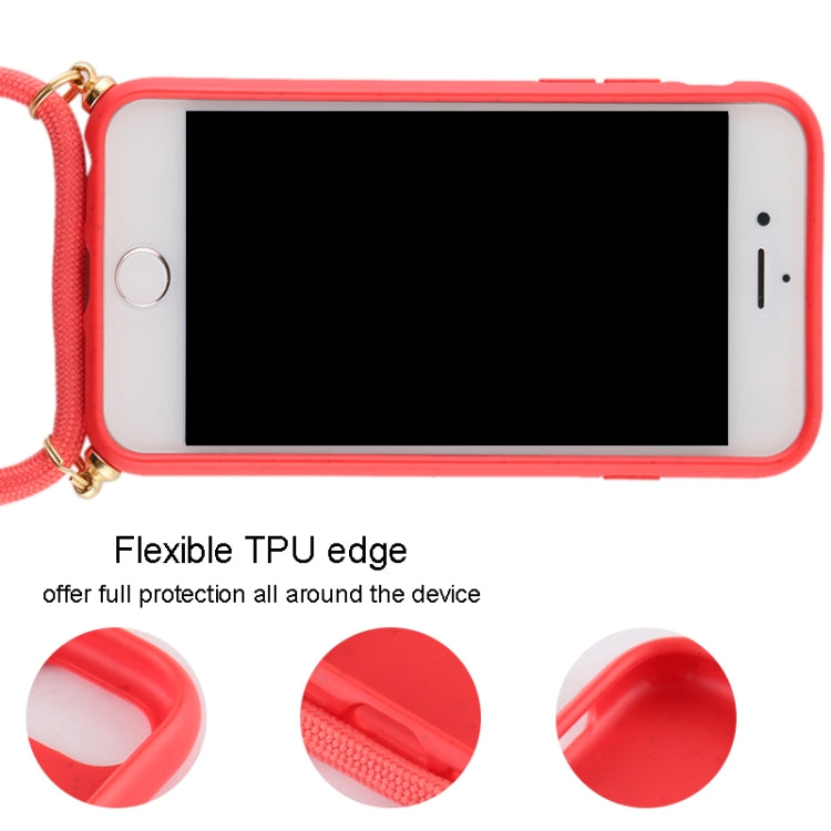 For iPhone 8 / 7 TPU Anti-Fall Mobile Phone Case With Lanyard(Rose Gold)