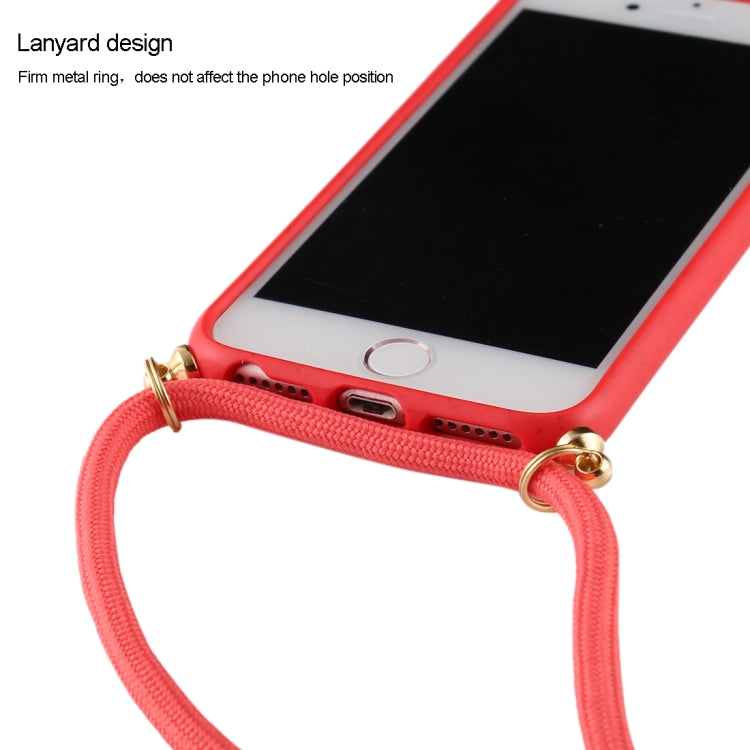 For iPhone 8 / 7 TPU Anti-Fall Mobile Phone Case With Lanyard(Rose Gold)