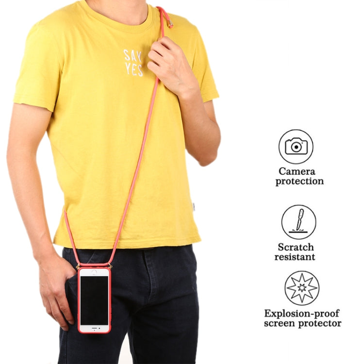For iPhone 8 / 7 TPU Anti-Fall Mobile Phone Case With Lanyard(Rose Gold)