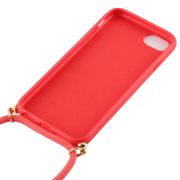 For iPhone 8 / 7 TPU Anti-Fall Mobile Phone Case With Lanyard(Rose Gold)