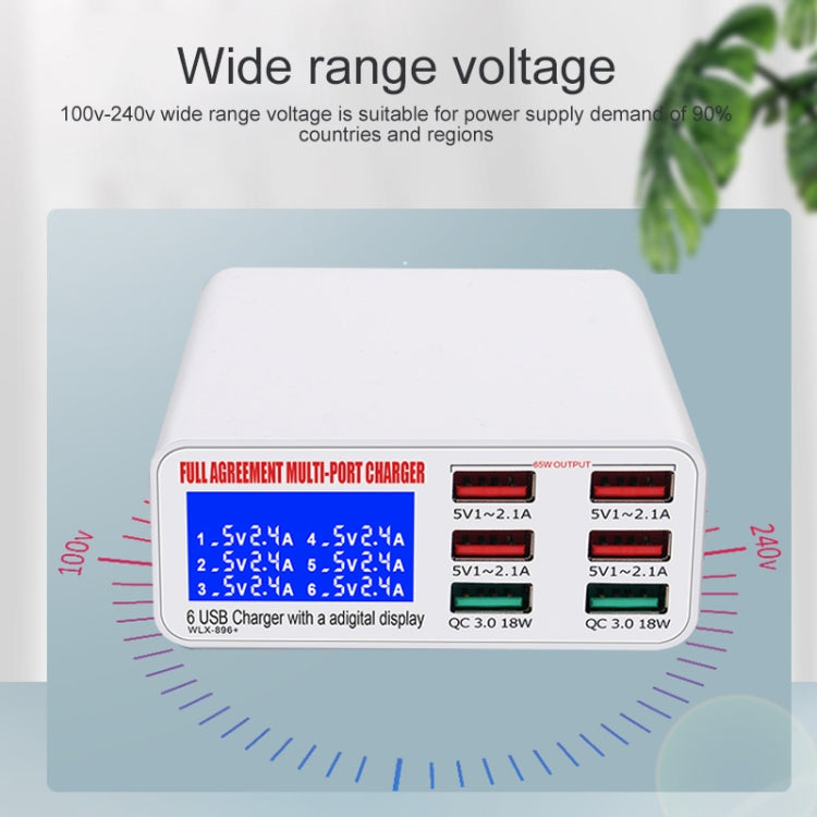 WLX-896+ 6 In 1 Multi-function Smart Digital Display USB Charger(US Plug)