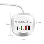 WLX-T3P 4 In 1 PD + QC Multi-function Smart Fast Charging USB Charger(UK Plug)