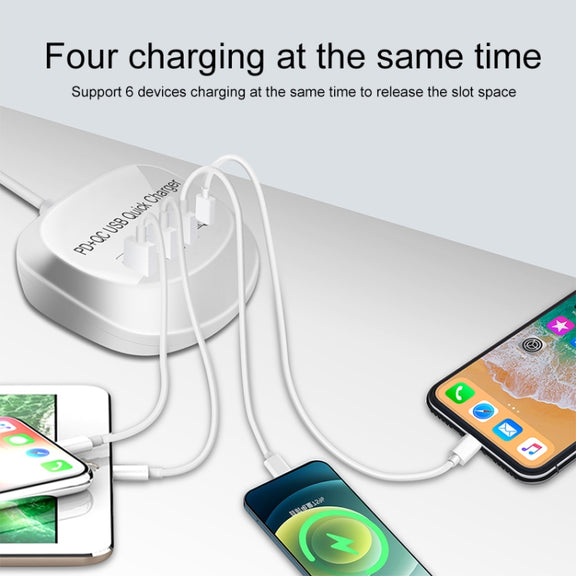 WLX-T3P 4 In 1 PD + QC Multi-function Smart Fast Charging USB Charger(UK Plug)