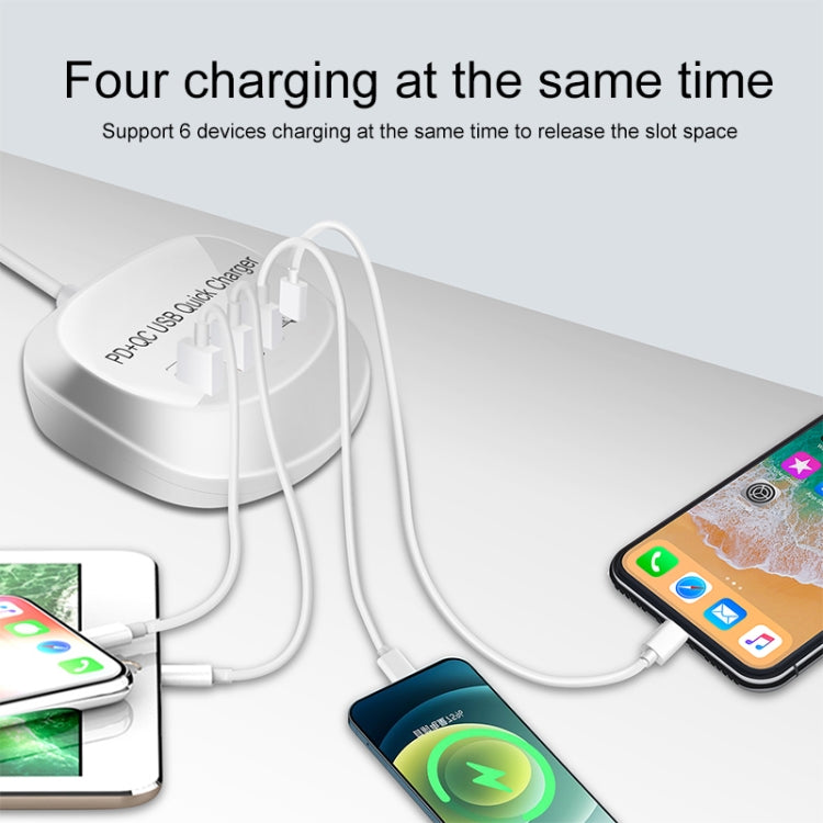 WLX-T3P 4 In 1 PD + QC Multi-function Smart Fast Charging USB Charger(EU Plug)