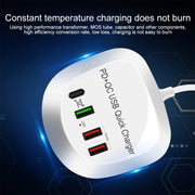WLX-T3P 4 In 1 PD + QC Multi-function Smart Fast Charging USB Charger(UK Plug)