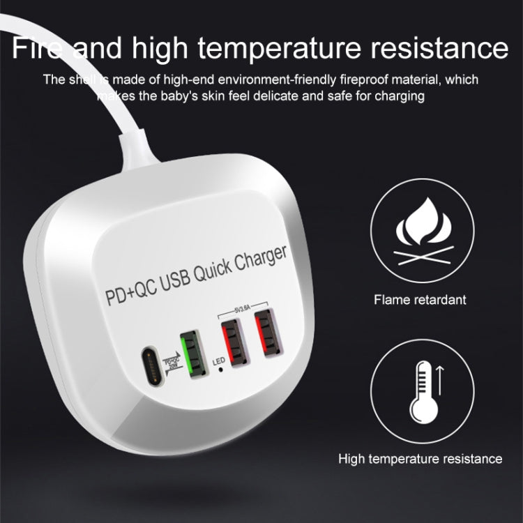 WLX-T3P 4 In 1 PD + QC Multi-function Smart Fast Charging USB Charger(UK Plug)