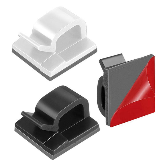 HG2392 50 PCS Desktop Data Cable Organizer Fixing Clip, Gum Type: 3M(White)