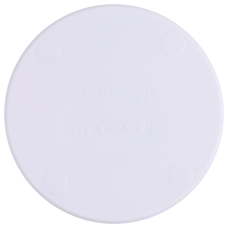 10W QI Plaid Pattern Round Plastic Wireless Charger (White)