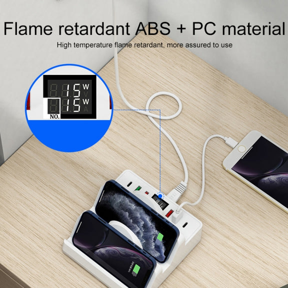 F6 Multifunctional Dual Wireless Charger with Phone Holder & Current Display, UK Plug
