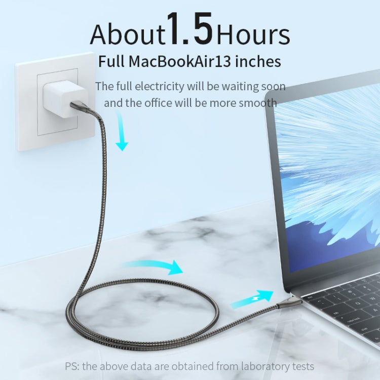 ADC-009 USB to 8 Pin Zinc Alloy Hose Fast Charging Data Cable, Cable Length: 1m (Gun Metal)