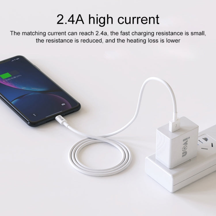 IVON CA70 8 Pin Fast Charging Data Cable, Length: 1m (White)
