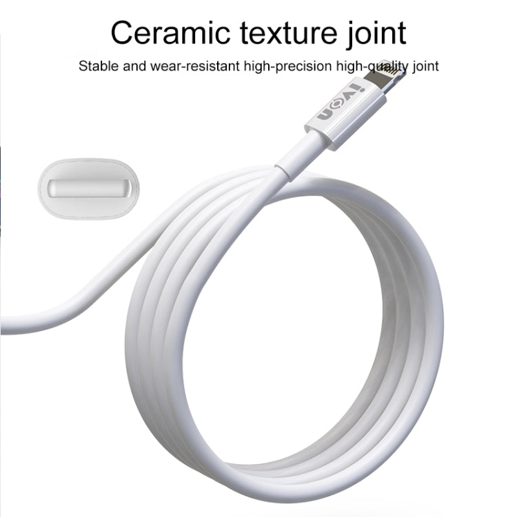 IVON CA70 8 Pin Fast Charging Data Cable, Length: 3m (White)