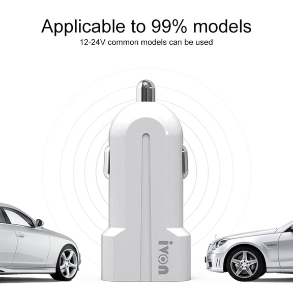 IVON CC13 QC 3.0 Fast Charging Car Charger Set with Micro USB Charging Cable (White)