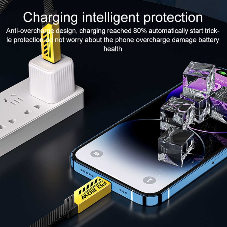 WK WDC-189 Armor Series 2 in 1 65W USB-C/Type-C to USB-C/Type-C+8 Pin Magnetic Data Cable, Length: 1.2m(Yellow)