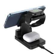 15W 4 in 1 Magnetic Clock Desktop Vertical Wireless Charger (Black)