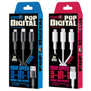 WEKOME WDC-02 Tidal Energy Series 3A USB to 8 Pin+Type-C+Micro USB 3 in 1 PVC Data Cable, Length: 1.2m (White)