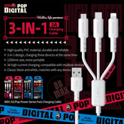 WEKOME WDC-02 Tidal Energy Series 3A USB to 8 Pin+Type-C+Micro USB 3 in 1 PVC Data Cable, Length: 1.2m (White)